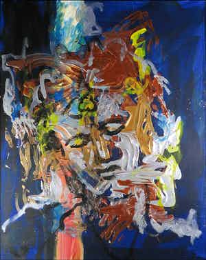 Justus Donker - Gemengde techniek op doek, Zonder titel (Groot) verkocht voor € 100!