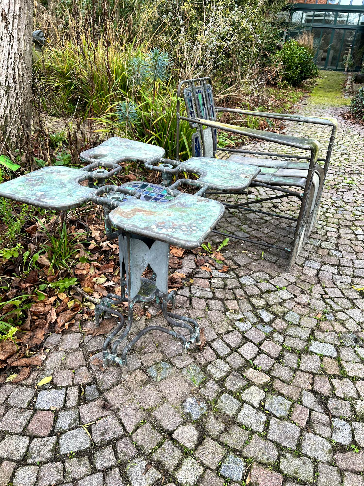 Cor de Ree - Tafel en feutuille van staal, glas-en-lood en koper kopen? Bied vanaf 800!