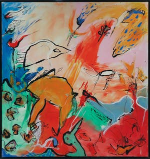 Miriam Slaats - Acryl op doek, In de mallemolen van het - Ingelijst (Zeer groot) kopen? Bied vanaf 400!