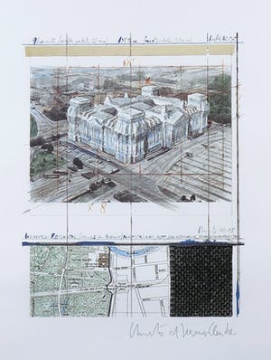 Christo - Handgesigneerd exemplaar Wrapped Reichstag Project for Berlin - Ingelijst kopen? Bied vanaf 1!