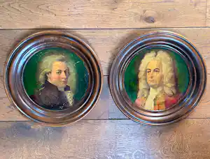 Onbekend - 2 portretten - Wolfgang Amadeus Mozart & George Frideric Händel vendu pour 40€ !