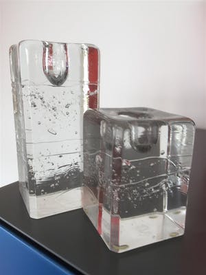 Timo Sarpaneva - Iittala - twee glazen kandelaars "Archipelago" kopen? Bied vanaf 35!