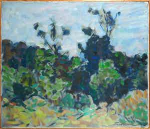 Pieter Fraterman - Olieverf op doek, Landschap - Ingelijst verkocht voor € 50!