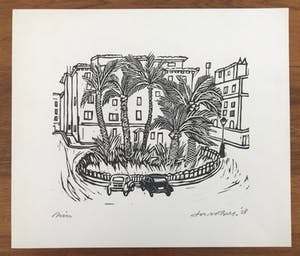 Jos van den Berg - Linosnede - 1958 - 'Nice' - niet ingelijst kopen? Bied vanaf 35!