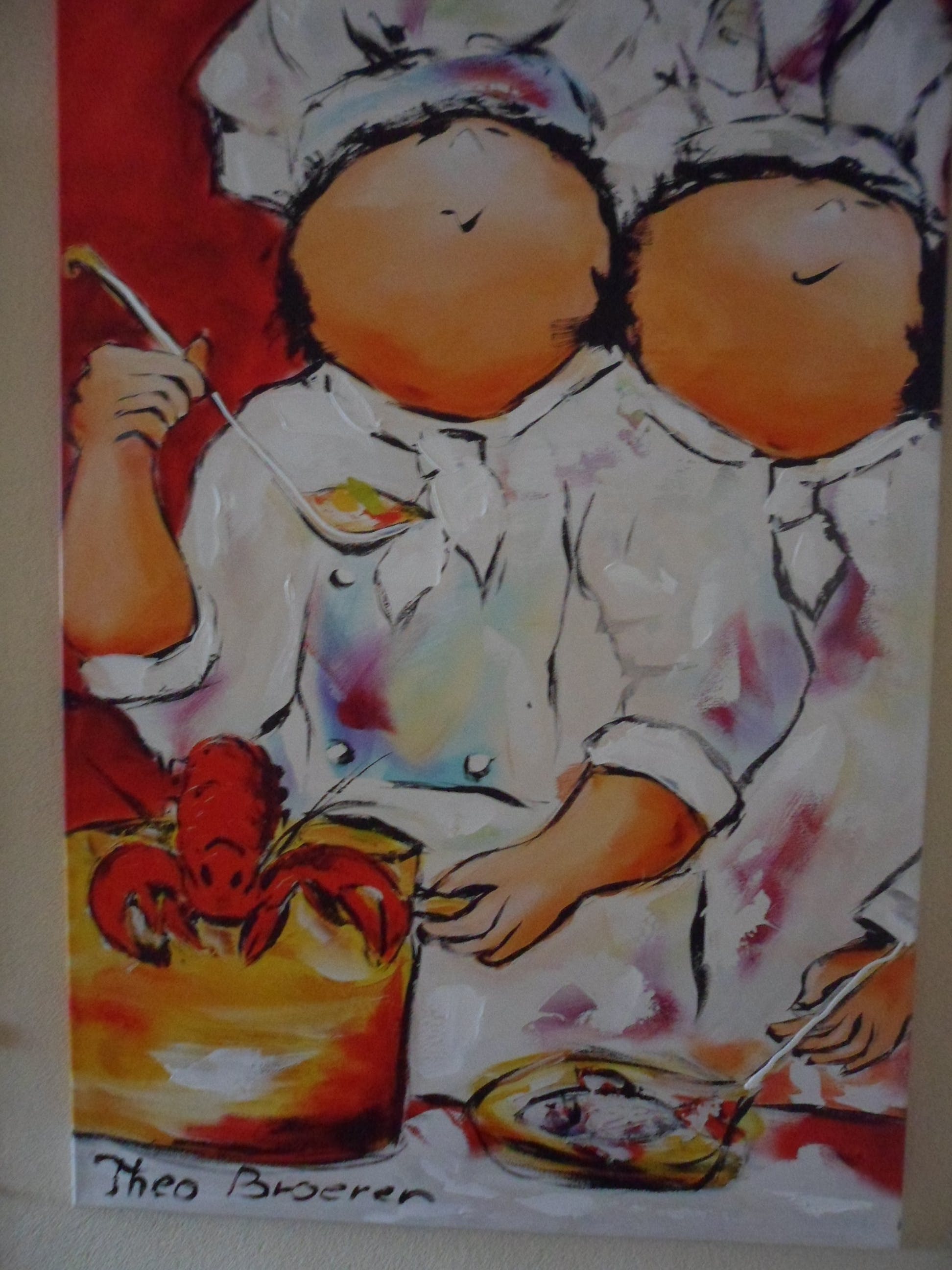 Theo Broeren - Giclée met Acry verf, Titel: Les deux chefs (de twee leiders) kopen? Bied vanaf 80!