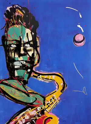 Herman Brood - De saxofonist, zeefdruk verkocht voor € 375!