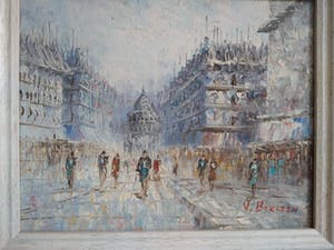 Niet of onleesbaar gesigneerd - Parijs' stadsgezicht - olieverf op canvas, ingelijst kopen? Bied vanaf 1!