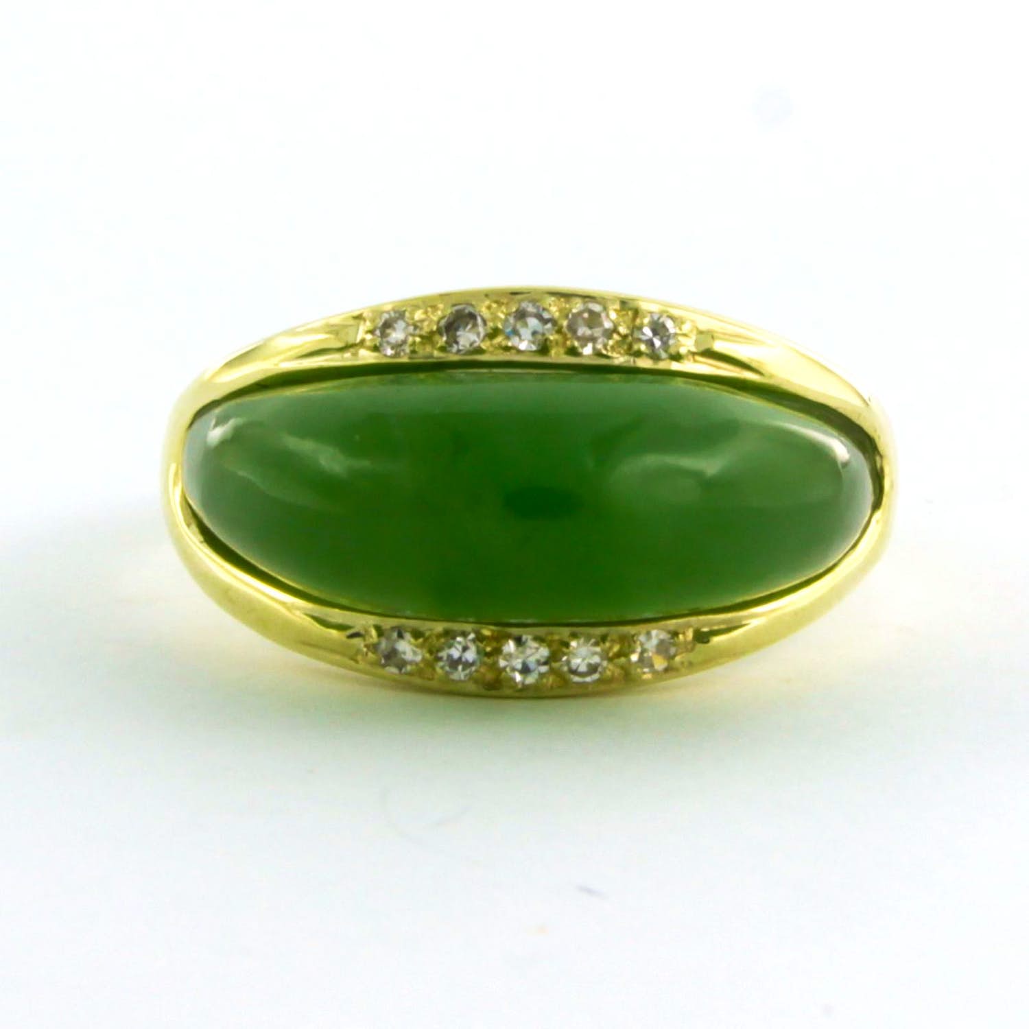 14k gouden ring mos agaath single cut geslepen diamant 0.15ct - F/G - VS/SI kopen? Bied vanaf 225!