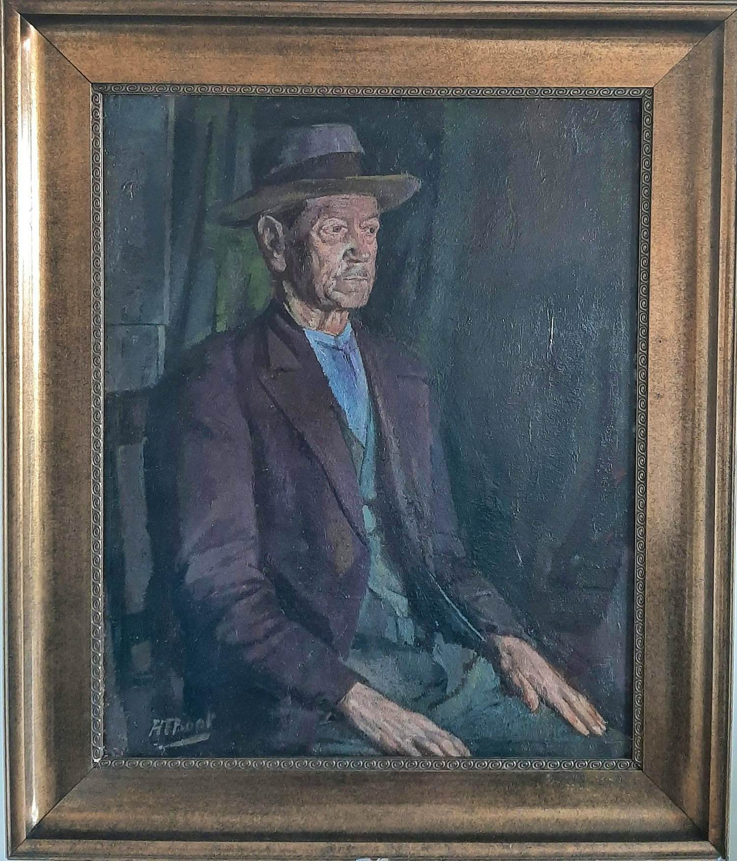 Henri Frederic Boot - Portret van man met hoed verkocht voor € 20!