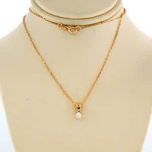 14k gouden collier met een hanger bezet met briljant geslepen diamant tot.0.09ct verkocht voor € 150!
