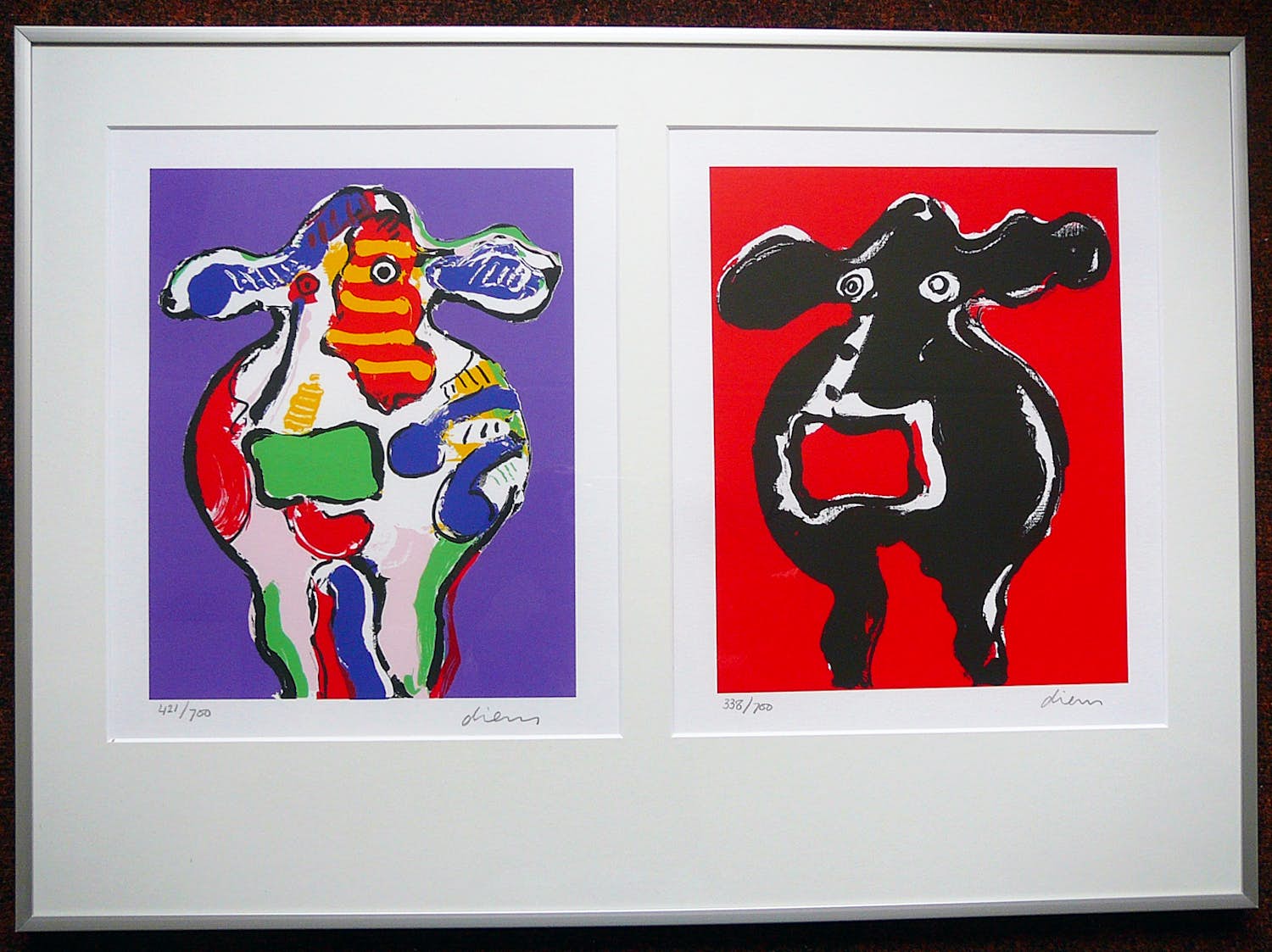 Peter Diem - Vrolijke koeien zeefdruk- verkocht voor € 45!