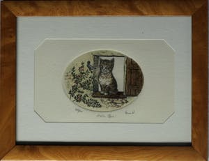 Niet of onleesbaar gesigneerd - 3 Ingelijste etsen met katten – gesigneerd Anna W. kopen? Bied vanaf 1!