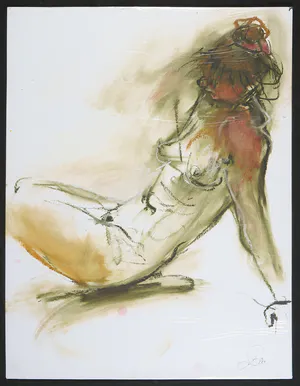 Franscz Witte - Gemengde techniek op papier, Leunend naakt kopen? Bied vanaf 1!