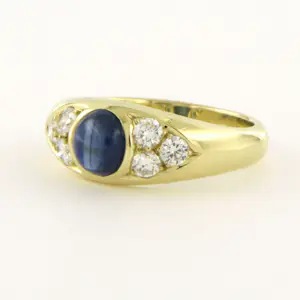 14k geel gouden ring met een saffier en briljant geslepen diamant tot. 0.60ct kopen? Bied vanaf 735!