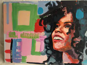 Peter Klashorst - Acrylverf op doek op houten frame , “Portret, Krullend haar” – 60 x 105 cm -2018 kopen? Bied vanaf 1!