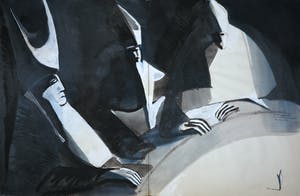 Joe Wols - Aquarel op papier, Inquisitie kopen? Bied vanaf 1!