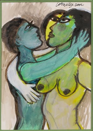 Corneille - Aquarel, Chinese inkt en gouache, Adam et Eve - Ingelijst + certificaat kopen? Bied vanaf 1800!