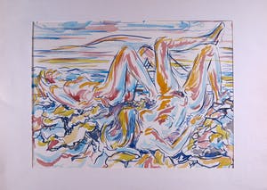 Piet van Mook - Aquarel, Twee naakten in een landschap kopen? Bied vanaf 35!