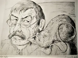 Gunter Grass - org. Kaltnadelradierung "Selbst mit Ratte" handsigniert - limt. Auflage von 30 kopen? Bied vanaf 81!