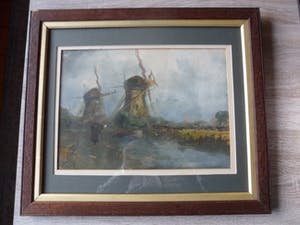 Adriaan Terhell - Adriaan C. Terhell (onder pseudo C. de Zeeuw): Aquarel Hollandse polderlandscha kopen? Bied vanaf 50!