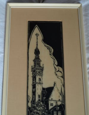 Niet of onleesbaar gesigneerd - Ingelijste houtsnede , Stadhuis van Veere kopen? Bied vanaf 1!