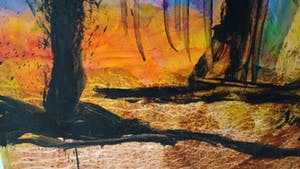 Serge Vandercam - groot schilderij gemaroufleerd op papier, gesigneerd CoBra kunstenaar kopen? Bied vanaf 690!