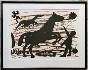 A.R. Penck - handgesigneerde kleurenlitho | 'Pferd' | 1991 (Ingelijst) kopen? Bied vanaf 600!