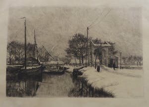 Jan Hillebrand Wijsmuller - Winterlandschap met molen. kopen? Bied vanaf 15!