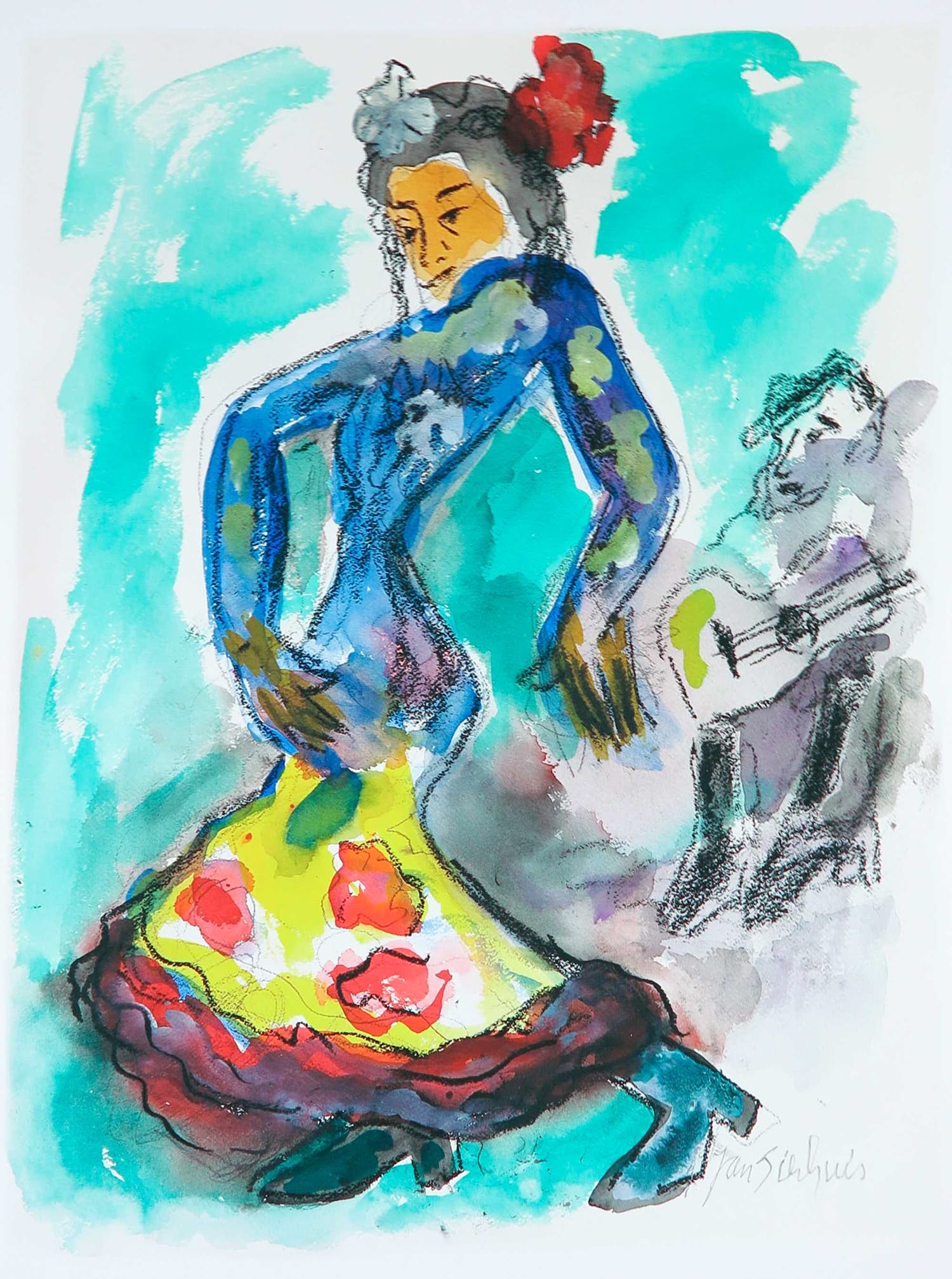 Jan Sierhuis - Giclée, Danseres, inclusief gedicht kopen? Bied vanaf 50!
