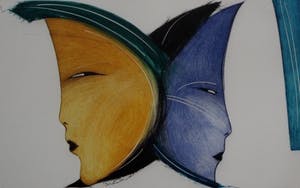 Dana Andreev - Ingelijst zeefdruk: Two moons - 1999 kopen? Bied vanaf 125!