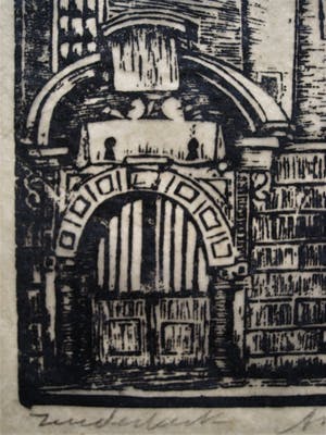 Jac. de Beer - Verstilde kleine oplage Houtsnede "Amsterdam de Zuiderkerk" gesigneerd kopen? Bied vanaf 20!