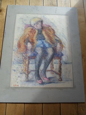 Wim van Bemmel - Pasteltekening. Dame in een stoel. kopen? Bied vanaf 35!