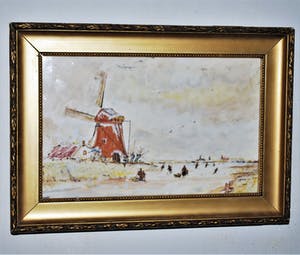 Plateelbakkerij Zuid-Holland - Plateel Gouda - grote tegel - winterse voorstelling naar Andreas Schelfhout kopen? Bied vanaf 1!