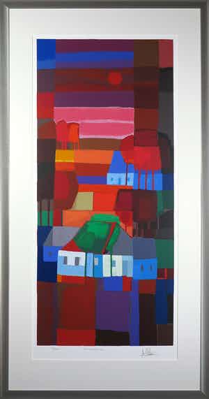 Ton Schulten - Zeefdruk, Avondrood - Ingelijst (Groot) verkocht voor € 350!