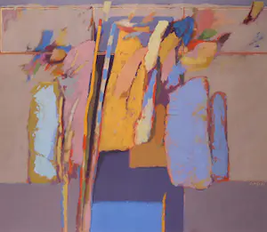 Cees van Dijl - Acryl op papier, Abstracte compositie - Ingelijst (Groot) kopen? Bied vanaf 200!