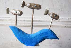 Peter Bastiaanssen - Vissen op golf zonder titel verkocht voor € 90!