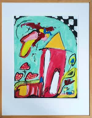 Miriam Slaats - Aan de kade - Origineel werk | Ingelijst verkocht voor € 135!