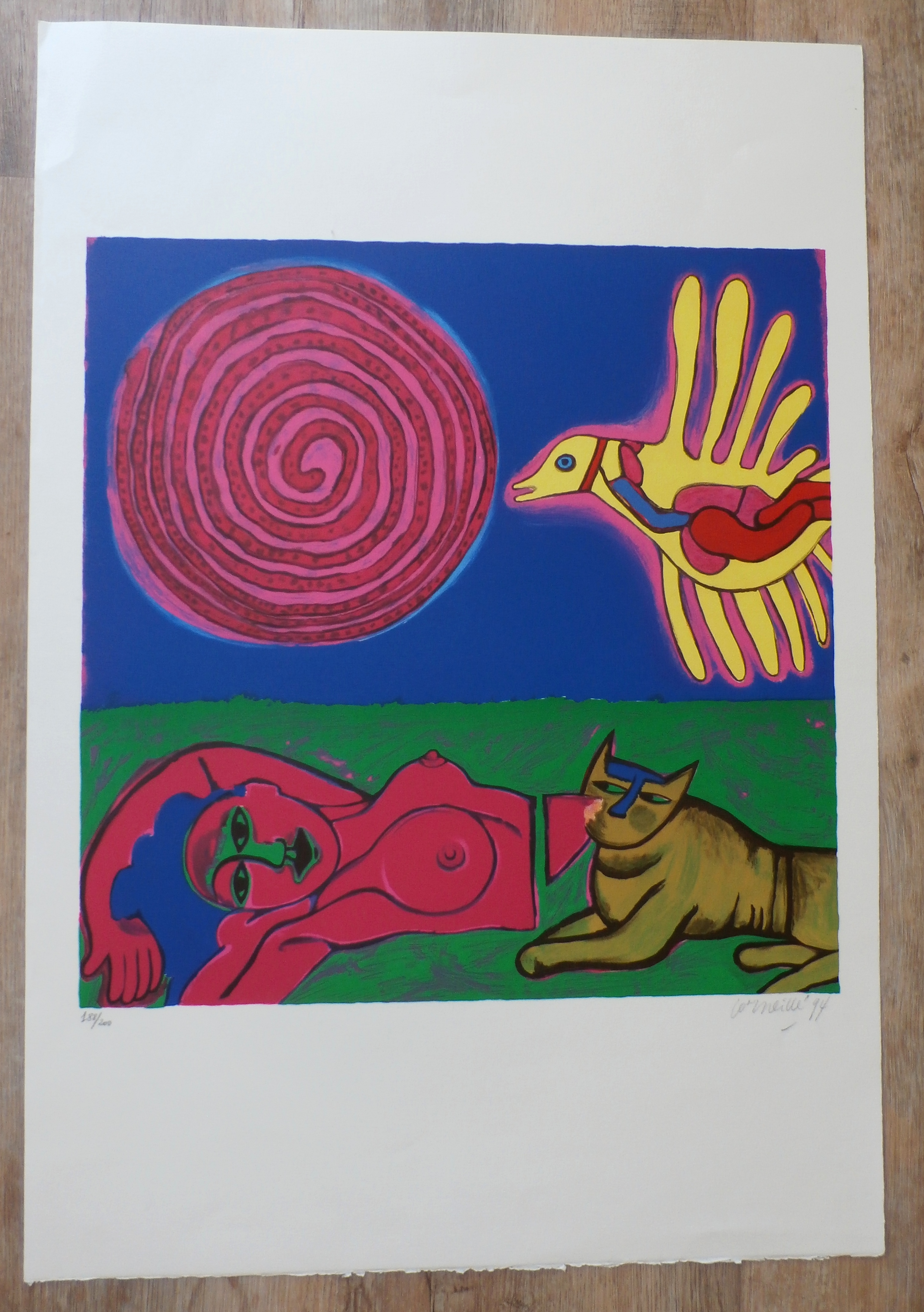 Corneille - Zeefdruk - Femme, oiseau et chat - 1994 kopen? Bied vanaf 275!
