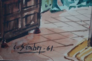 Niet of onleesbaar gesigneerd - Aquarel - Casa Lope de Vega, La tertulia en el estudio - Gesigneerd - 1961 kopen? Bied vanaf 1!