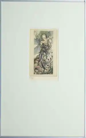 Bertil Schmull - Kopergravure, Illuminatie ll - Ingelijst verkocht voor € 40!