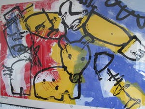 Herman Brood - Hondje - zeer grote zeefdruk 84/150 kopen? Bied vanaf 300!