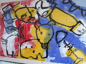 Herman Brood - Hondje - zeer grote zeefdruk 84/150 verkocht voor € 300!