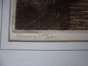 Cor van der Woerd - Ets, Titel, "Stemming". kopen? Bied vanaf 35!