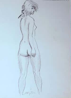 Jan Sluijters (jr.) - Tekening, Staand naakt verkocht voor € 40!
