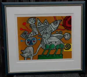 Corneille - Ingelijste kleuren litho: Compositie met figuren - 1992 kopen? Bied vanaf 395!