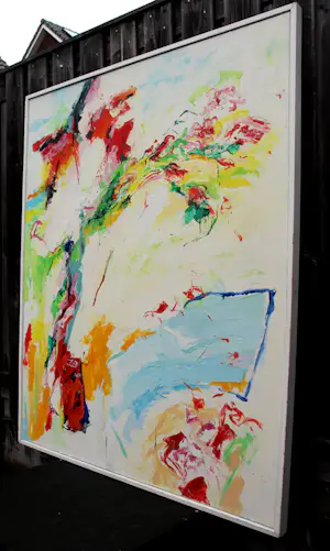 Richard Smeets - groot olieverf op doek: vrouw met bloemen - 1988 kopen? Bied vanaf 1000!