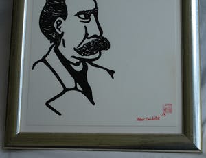 Pieter Zandvliet - Inkttekening , “Man met snor” – gesigneerd en ingelijst - 2013 kopen? Bied vanaf 35!