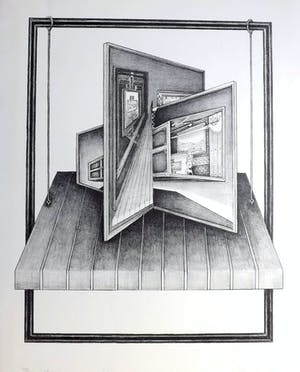 Gerhard Andrees - Handgesigneerd "Two Opposing Views Meet." kaufen? Bieten Sie von 35!