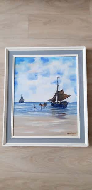 Jan Kelderman - Boten met visserman verkocht voor € 65!