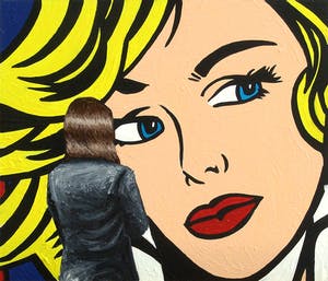 Gerard Boersma - Maybe (Vrouw kijkend naar schilderij van Roy Lichtenstein) kopen? Bied vanaf 75!